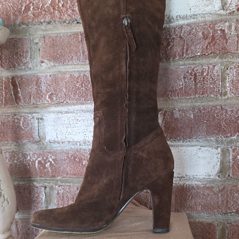 Brown Suede Knee-High Boots - Picture 10 of 16